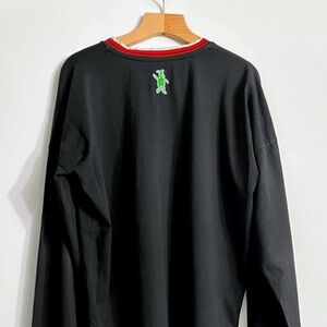 Marni Dance Bunny, Men's Black Longsleeve Shirt, Red Collar, Size IT 48 (US,L)